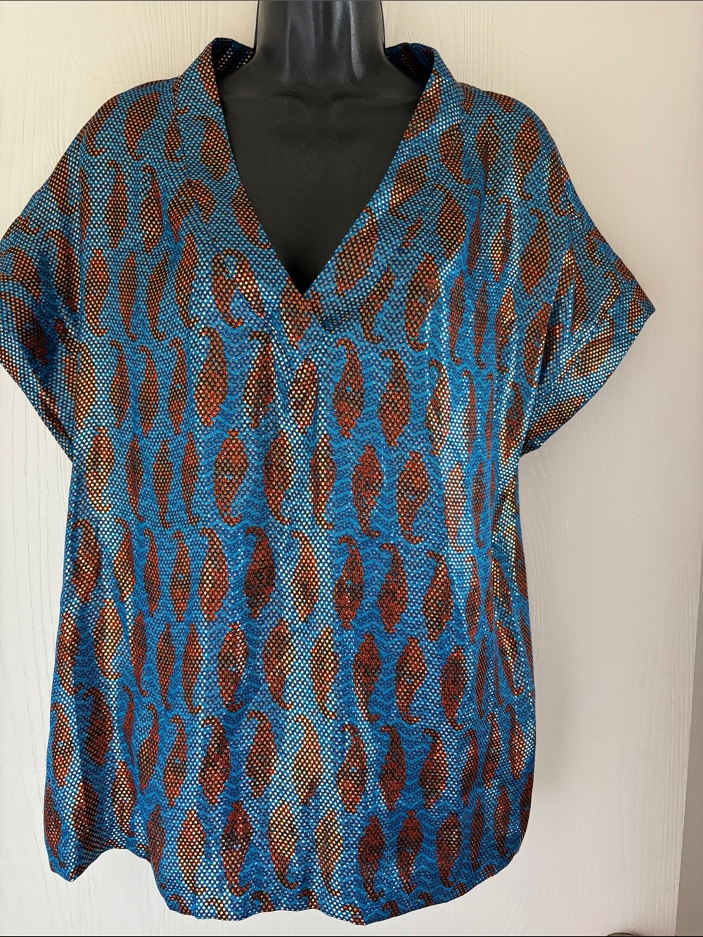 Toru Burch Silk Metallic Top